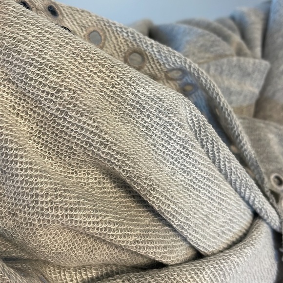 MAX JEANS Grey STUDDED woman’s cut out neckline terry light sweatshirt / top SM - Picture 10 of 11